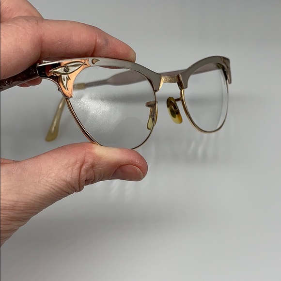 Vintage cat eye glasses two tone 10k RGP Engraved - Picture 7 of 9